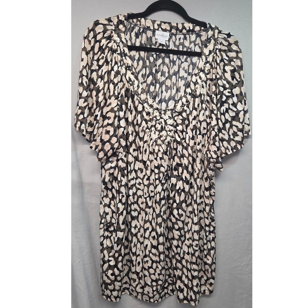 Jaclyn Smith Woman Tunic Top Womens 3X Leopard Print Studded Lightweight Boho
